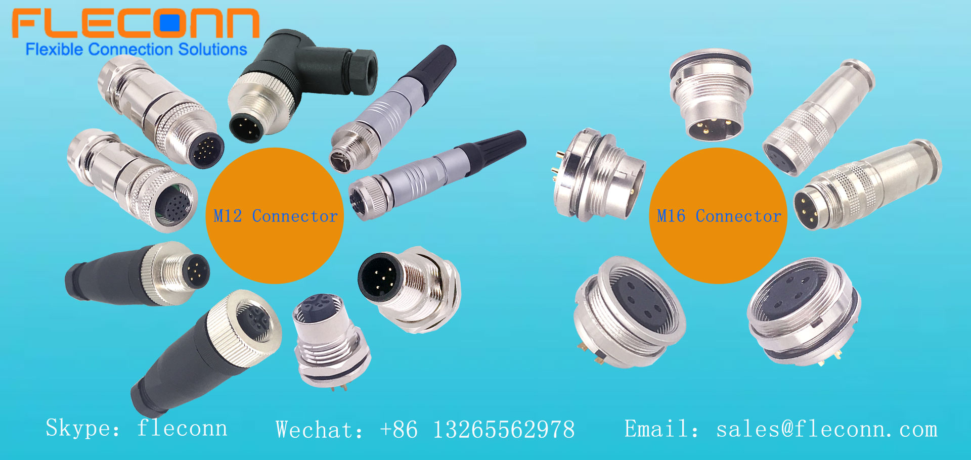 M12 Connectors, Field Installable, Panel Mountable, Waterproof Male and Female Connector