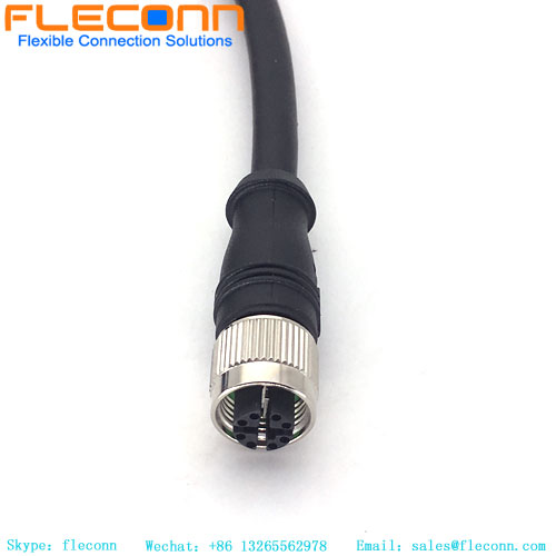 M12 Industrial X Coded 8Pin Female Connector Waterproof Cable