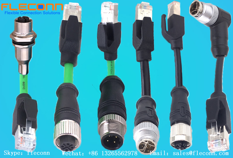FLECONN can supply 4 pin D-code, 8 pin X-code, Male, Female m12 to rj45 ethernect cable with 10Gbps transmission rate.