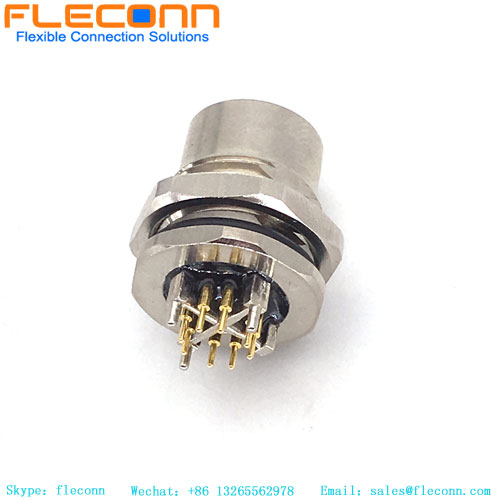M12 XCoded Female Panel Mount Connector